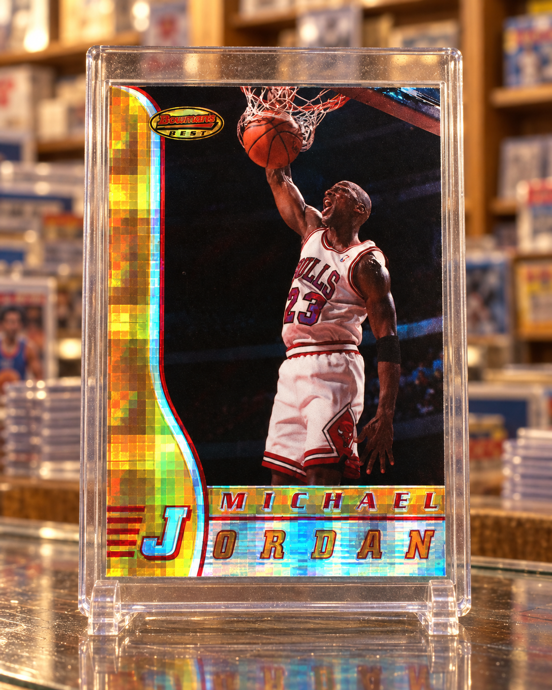1996-97 Bowman's Best Atomic Refractor Michael Jordan #80 — ai-generated collector artwork
