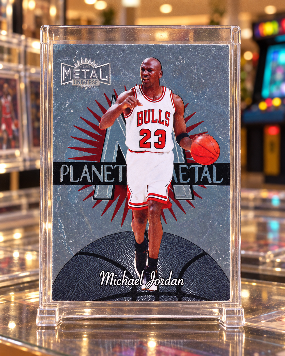 1997-98 Metal Universe Planet Metal Michael Jordan #1PM — ai-generated collector artwork