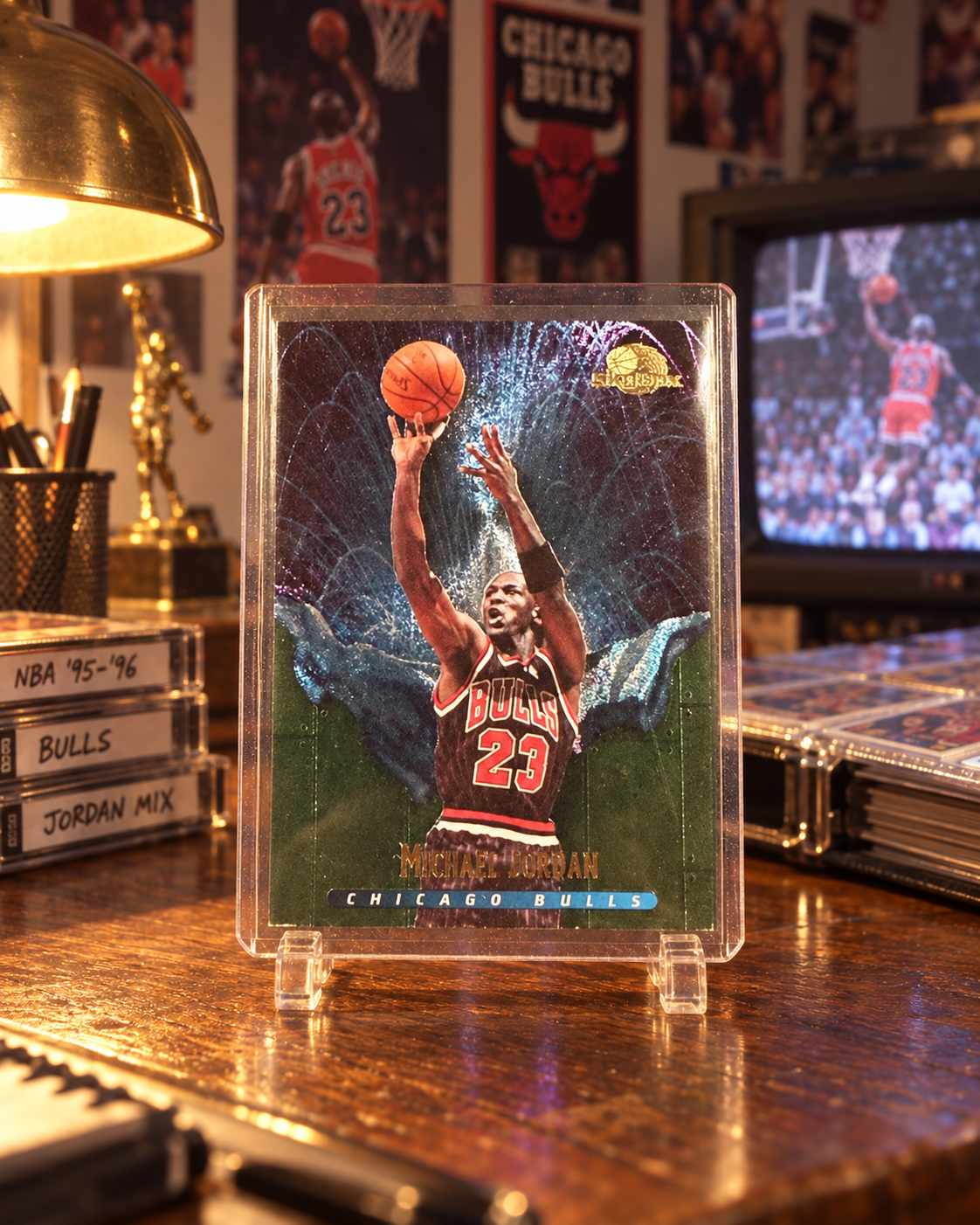 1995-96 SkyBox Premium Meltdown Michael Jordan #M1 — ai-generated collector artwork