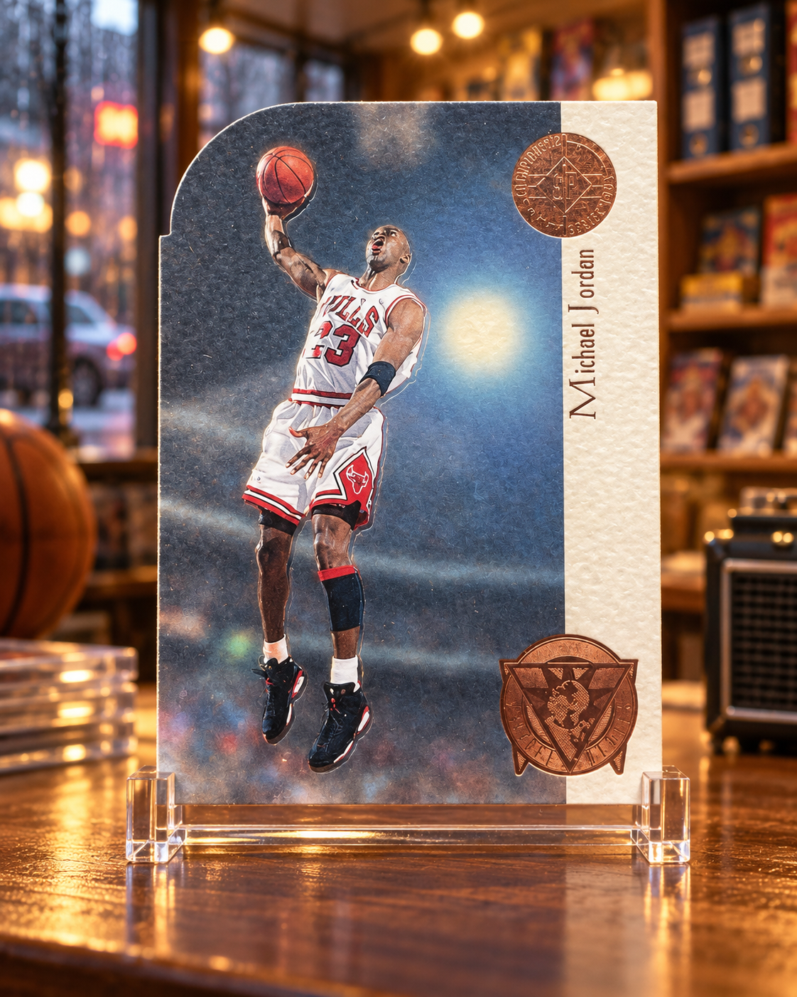 1994-95 SP Championship Playoff Heroes Die Cuts Michael Jordan #P2 — ai-generated collector artwork