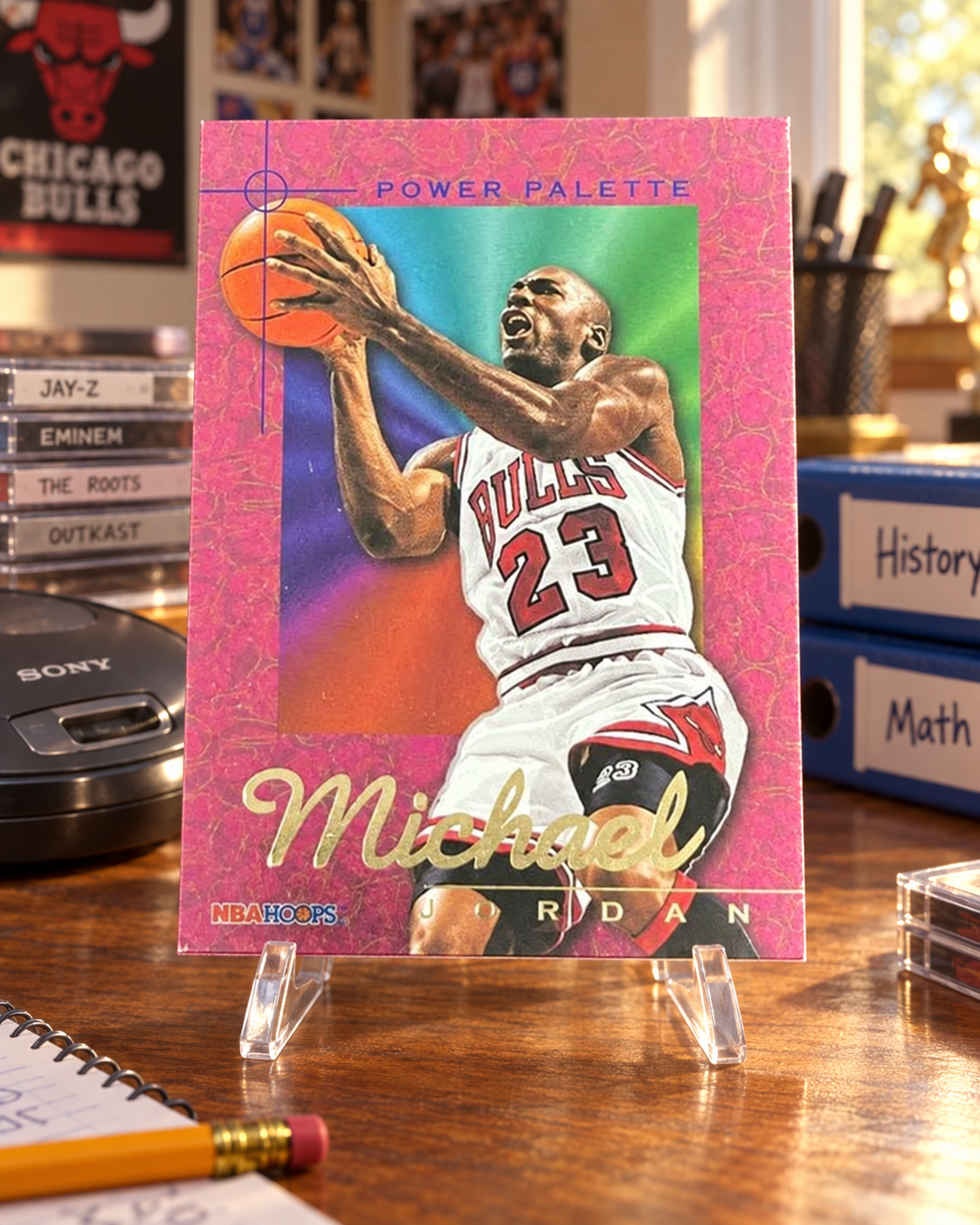 1995-96 Hoops Power Palette Michael Jordan #1 — ai-generated collector artwork