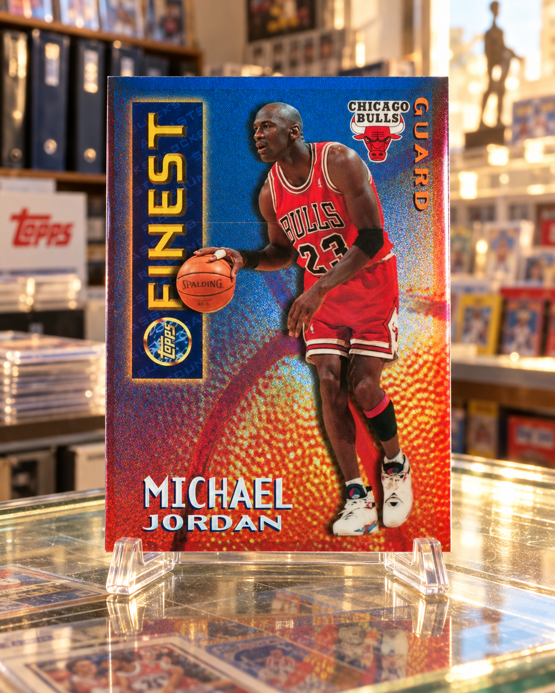 1995-96 Finest Mystery Borderless Refractor Michael Jordan #M1 — ai-generated collector artwork